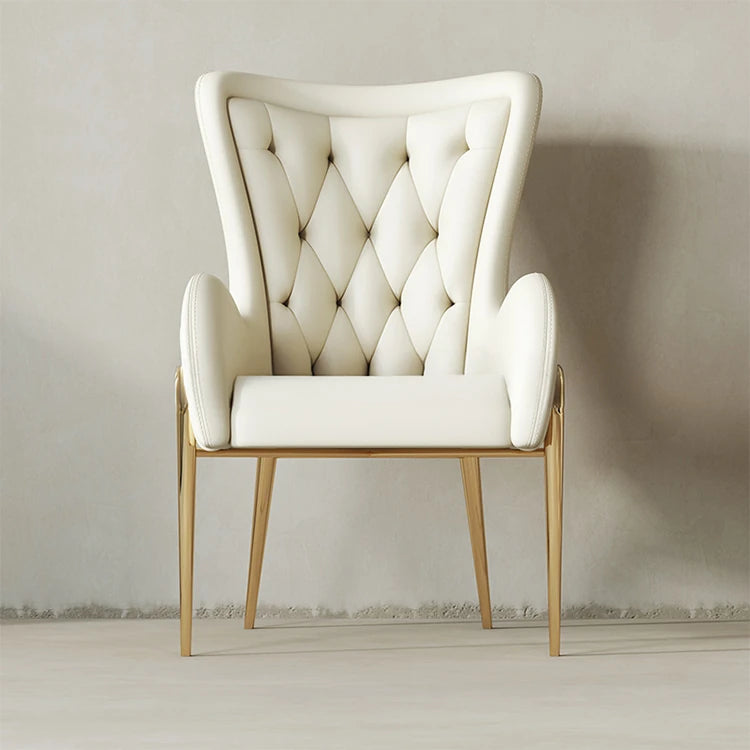 Elegant Solid Wood Armchair with Stainless Steel Legs and PU Leather Upholstery - Modern Luxury Seating for Home and Office fmfd-5052