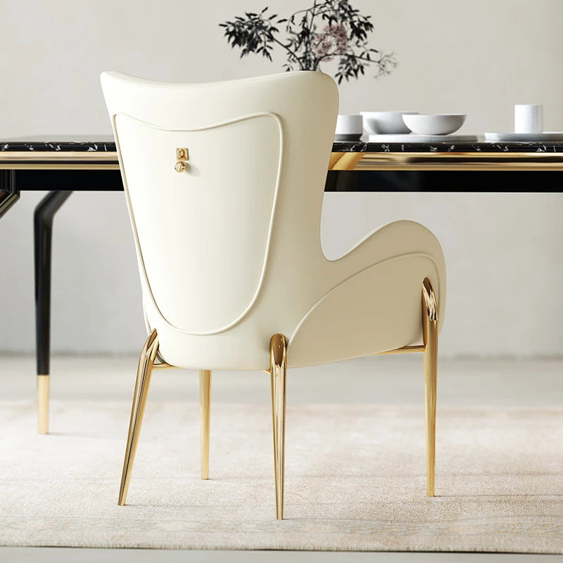 Elegant Solid Wood Armchair with Stainless Steel Legs and PU Leather Upholstery - Modern Luxury Seating for Home and Office fmfd-5052
