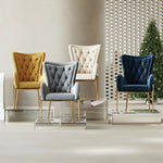 Elegant Solid Wood Armchair with Stainless Steel Legs and PU Leather Upholstery - Modern Luxury Seating for Home and Office fmfd-5052