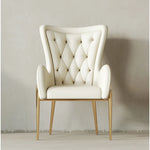 Elegant Solid Wood Armchair with Stainless Steel Legs and PU Leather Upholstery - Modern Luxury Seating for Home and Office fmfd-5052