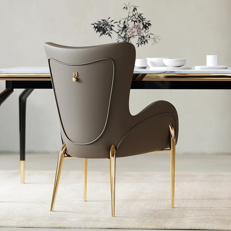 Elegant Solid Wood Armchair with Stainless Steel Legs and PU Leather Upholstery - Modern Luxury Seating for Home and Office fmfd-5052