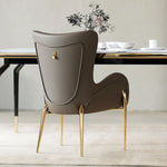 Elegant Solid Wood Armchair with Stainless Steel Legs and PU Leather Upholstery - Modern Luxury Seating for Home and Office fmfd-5052