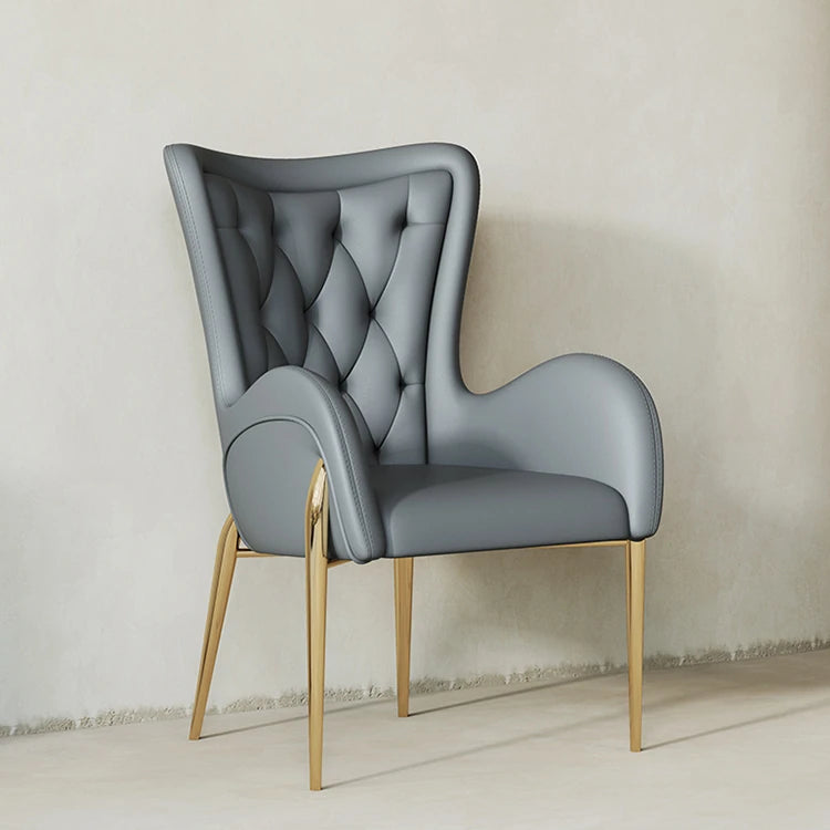 Elegant Solid Wood Armchair with Stainless Steel Legs and PU Leather Upholstery - Modern Luxury Seating for Home and Office fmfd-5052