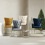 Elegant Solid Wood Armchair with Stainless Steel Legs and PU Leather Upholstery - Modern Luxury Seating for Home and Office fmfd-5052