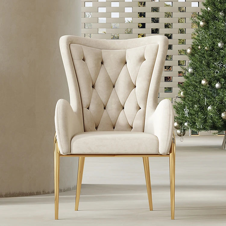 Elegant Solid Wood Armchair with Stainless Steel Legs and PU Leather Upholstery - Modern Luxury Seating for Home and Office fmfd-5052