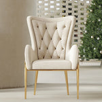 Elegant Solid Wood Armchair with Stainless Steel Legs and PU Leather Upholstery - Modern Luxury Seating for Home and Office fmfd-5052
