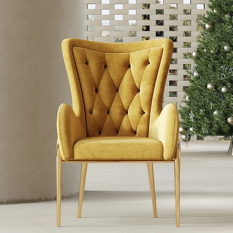 Elegant Solid Wood Armchair with Stainless Steel Legs and PU Leather Upholstery - Modern Luxury Seating for Home and Office fmfd-5052
