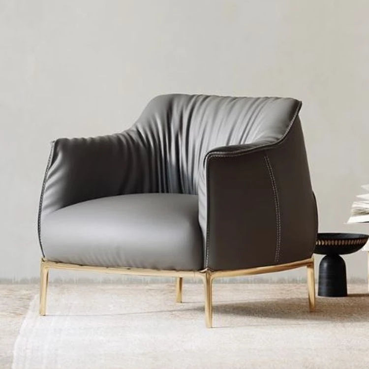 Stylish Solid Wood Chair with PU Leather Upholstery and Gold Legs - Modern Comfort for Your Home fmfd-5053