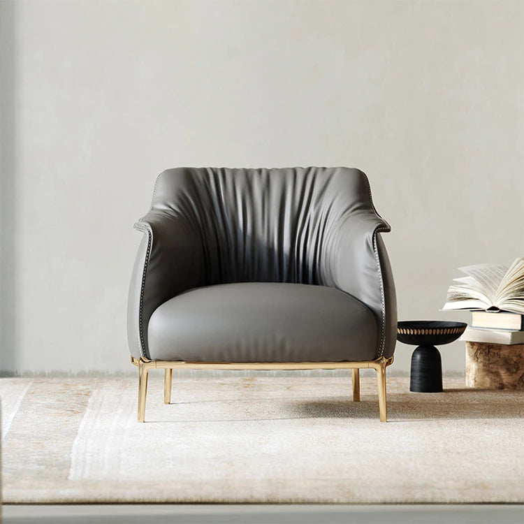 Stylish Solid Wood Chair with PU Leather Upholstery and Gold Legs - Modern Comfort for Your Home fmfd-5053