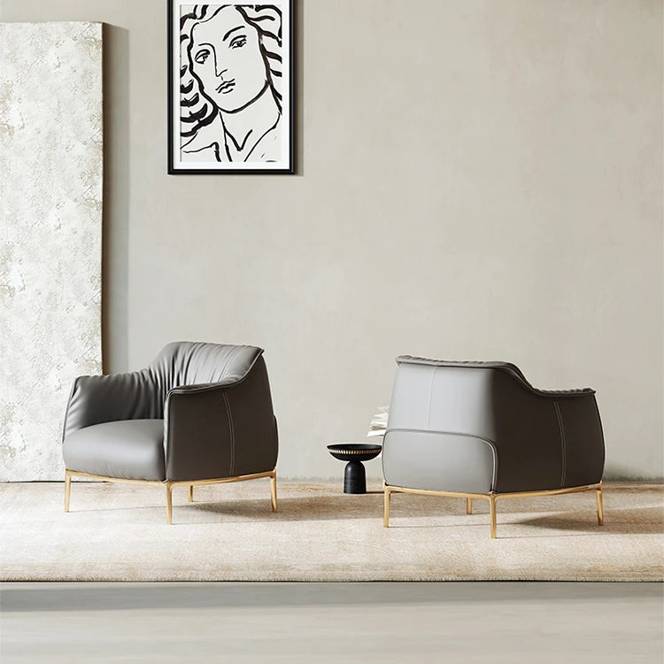 Stylish Solid Wood Chair with PU Leather Upholstery and Gold Legs - Modern Comfort for Your Home fmfd-5053