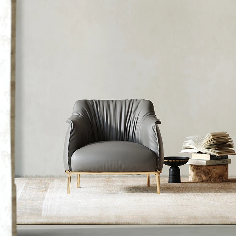 Stylish Solid Wood Chair with PU Leather Upholstery and Gold Legs - Modern Comfort for Your Home fmfd-5053