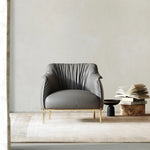 Stylish Solid Wood Chair with PU Leather Upholstery and Gold Legs - Modern Comfort for Your Home fmfd-5053