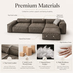 Modern Italian Minimalist Leather Sofa, Block-Style 2/3-Seater Straight Couch for Living Room fmfd-5056