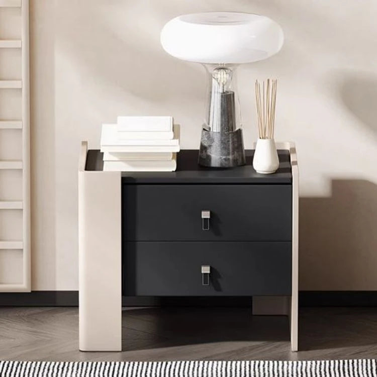 Stylish Oak Multi-Layer Board Bedside Cupboard with PU Leather Finish - Modern Storage Solution for Your Bedroom fmfd-5057