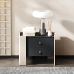 Stylish Oak Multi-Layer Board Bedside Cupboard with PU Leather Finish - Modern Storage Solution for Your Bedroom fmfd-5057