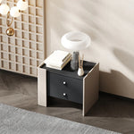 Stylish Oak Multi-Layer Board Bedside Cupboard with PU Leather Finish - Modern Storage Solution for Your Bedroom fmfd-5057