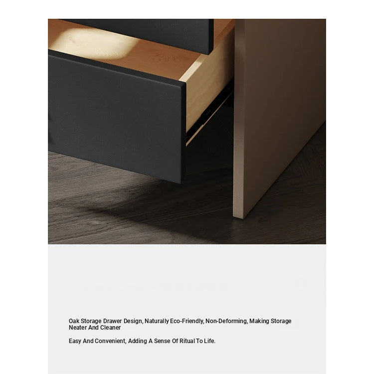 Stylish Oak Multi-Layer Board Bedside Cupboard with PU Leather Finish - Modern Storage Solution for Your Bedroom fmfd-5057