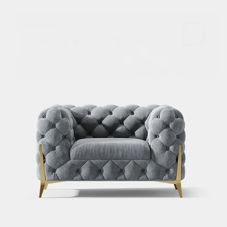 Chic Blue Velvet Sofa with Pine Stainless Frame - Modern Design for Cozy Living Rooms fmfd-5060