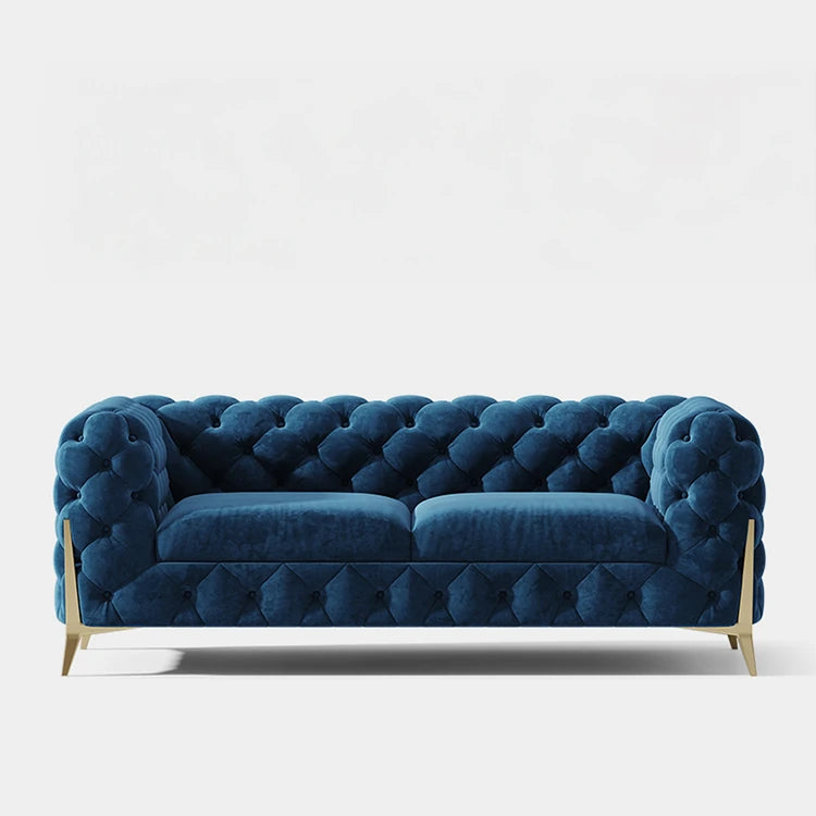 Chic Blue Velvet Sofa with Pine Stainless Frame - Modern Design for Cozy Living Rooms fmfd-5060