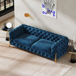 Chic Blue Velvet Sofa with Pine Stainless Frame - Modern Design for Cozy Living Rooms fmfd-5060