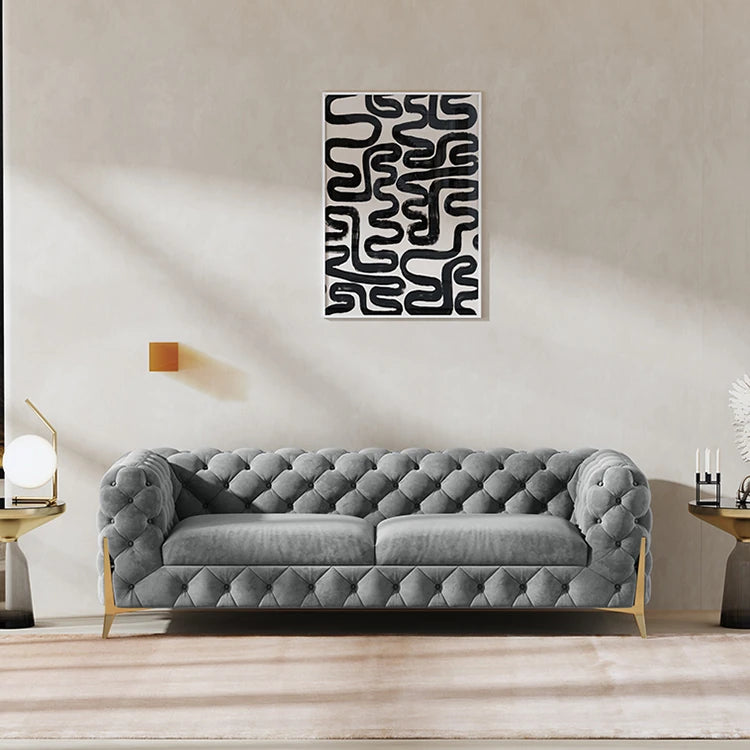 Chic Blue Velvet Sofa with Pine Stainless Frame - Modern Design for Cozy Living Rooms fmfd-5060