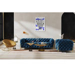 Chic Blue Velvet Sofa with Pine Stainless Frame - Modern Design for Cozy Living Rooms fmfd-5060