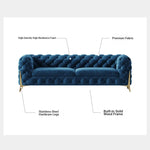 Chic Blue Velvet Sofa with Pine Stainless Frame - Modern Design for Cozy Living Rooms fmfd-5060