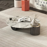 Elegant Marble Multi-layer Board Stainless Steel Coffee Table – Modern Round Design for Living Room Decor fmfd-5063