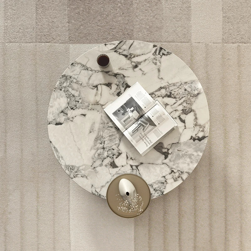 Elegant Marble Multi-layer Board Stainless Steel Coffee Table – Modern Round Design for Living Room Decor fmfd-5063