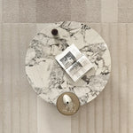 Elegant Marble Multi-layer Board Stainless Steel Coffee Table – Modern Round Design for Living Room Decor fmfd-5063