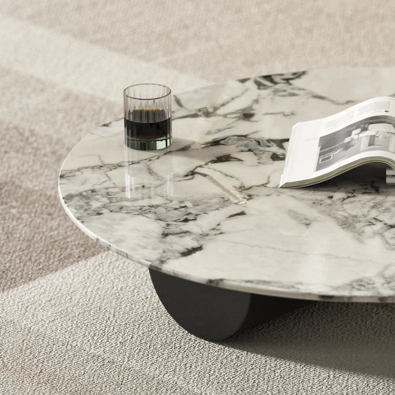 Elegant Marble Multi-layer Board Stainless Steel Coffee Table – Modern Round Design for Living Room Decor fmfd-5063