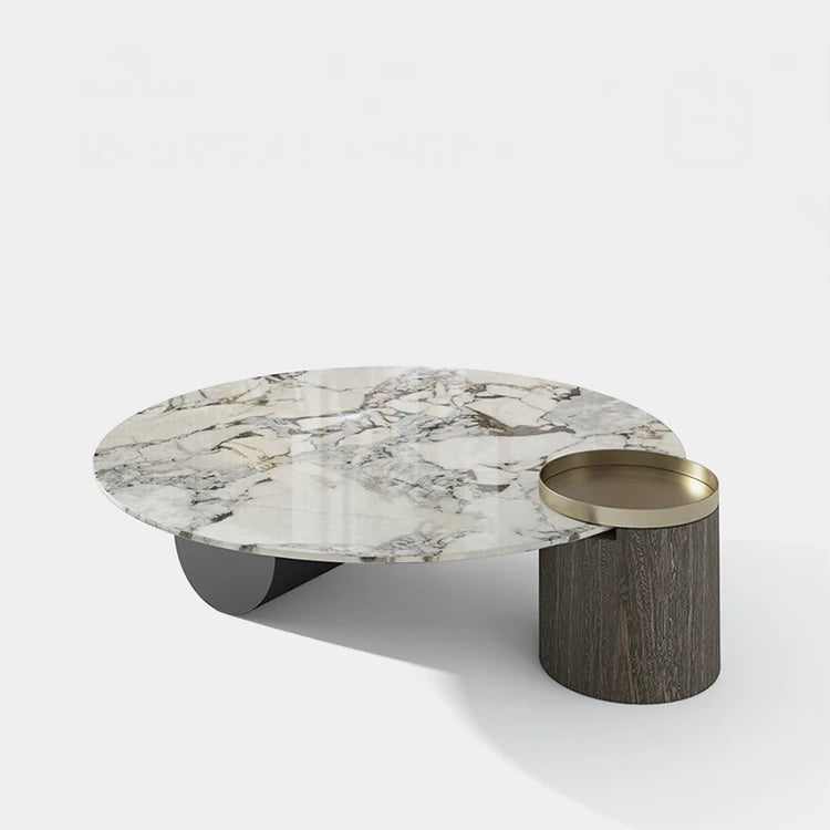 Elegant Marble Multi-layer Board Stainless Steel Coffee Table – Modern Round Design for Living Room Decor fmfd-5063