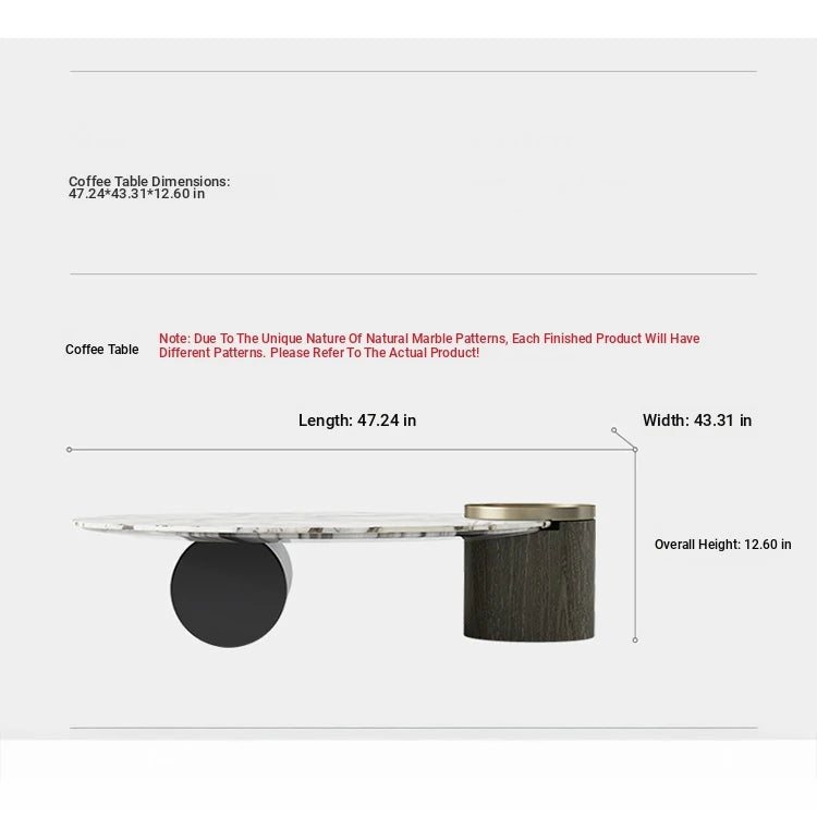 Elegant Marble Multi-layer Board Stainless Steel Coffee Table – Modern Round Design for Living Room Decor fmfd-5063