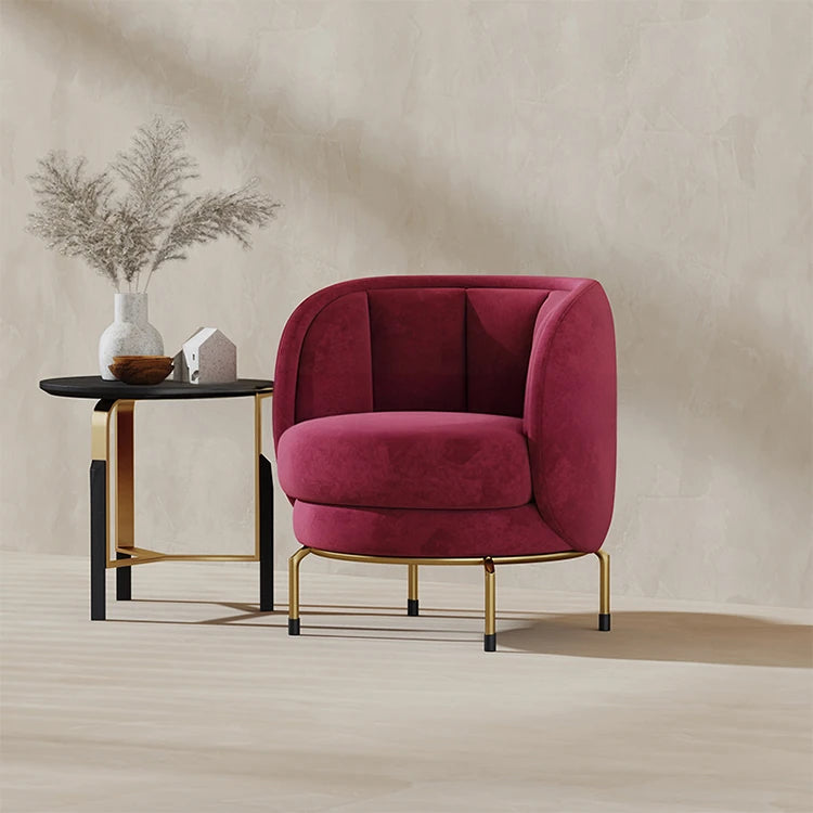 Modern Solid Wood Accent Chair in Stylish Burgundy - Perfect for Contemporary Living Spaces fmfd-5065