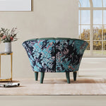 Stylish Pine PU Leather Accent Chair with Elegant Floral Design - Perfect for Living Room Decor fmfd-5068