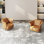 Stylish Solid Wood and Cowhide Leather Accent Chair - Modern Comfort for Your Living Room fmfd-5077