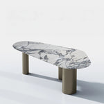 Elegant Marble Dining Table - Modern Oval Design for Stylish Dining Spaces fmfd-5078