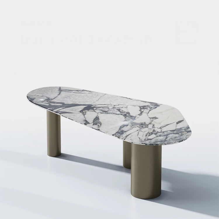 Elegant Marble Dining Table - Modern Oval Design for Stylish Dining Spaces fmfd-5078