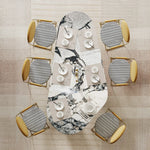 Elegant Marble Dining Table - Modern Oval Design for Stylish Dining Spaces fmfd-5078