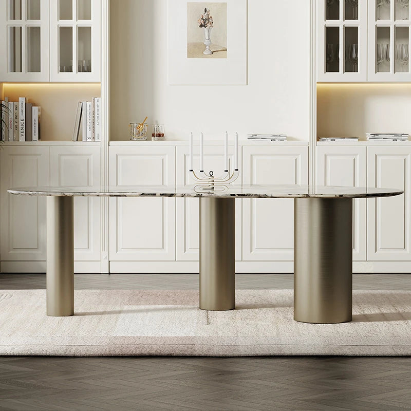 Elegant Marble Dining Table - Modern Oval Design for Stylish Dining Spaces fmfd-5078