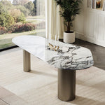 Elegant Marble Dining Table - Modern Oval Design for Stylish Dining Spaces fmfd-5078