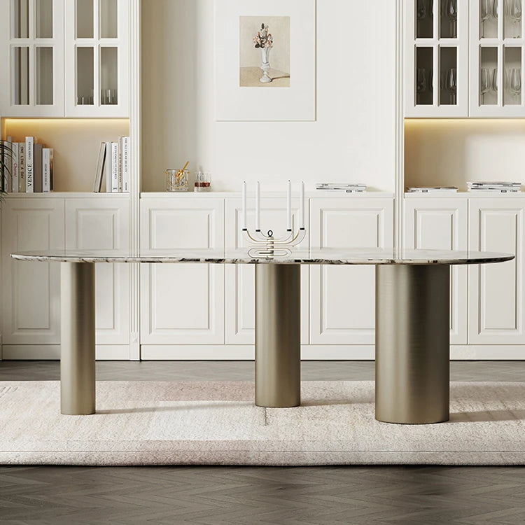 Elegant Marble Dining Table - Modern Oval Design for Stylish Dining Spaces fmfd-5078