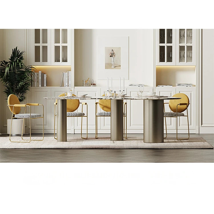 Elegant Marble Dining Table - Modern Oval Design for Stylish Dining Spaces fmfd-5078