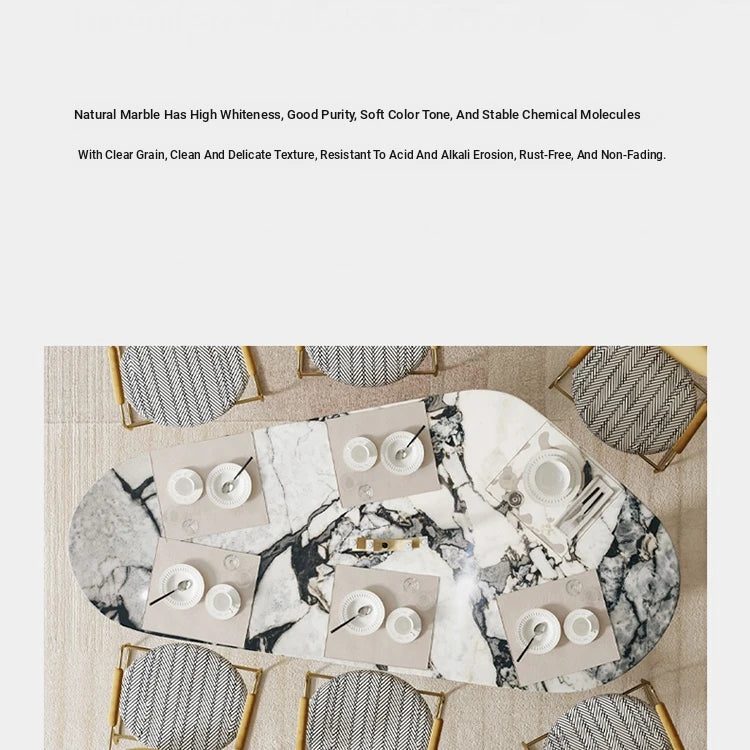 Elegant Marble Dining Table - Modern Oval Design for Stylish Dining Spaces fmfd-5078