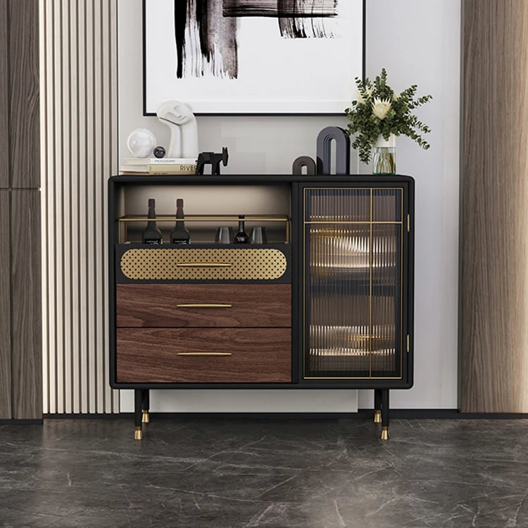 Modern Multi-Layer Board Cabinet with Stainless Steel and Glass Accents - Elegant Storage Solution fmsjj-4198