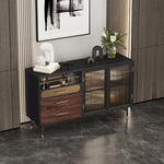 Modern Multi-Layer Board Cabinet with Stainless Steel and Glass Accents - Elegant Storage Solution fmsjj-4198