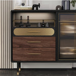 Modern Multi-Layer Board Cabinet with Stainless Steel and Glass Accents - Elegant Storage Solution fmsjj-4198