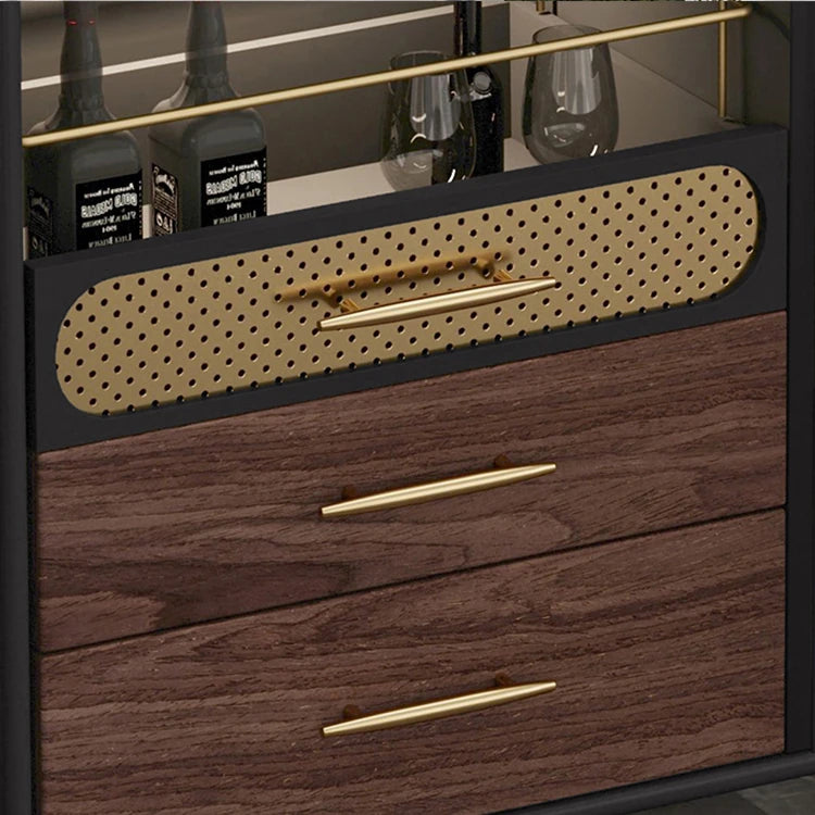 Modern Multi-Layer Board Cabinet with Stainless Steel and Glass Accents - Elegant Storage Solution fmsjj-4198