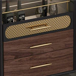 Modern Multi-Layer Board Cabinet with Stainless Steel and Glass Accents - Elegant Storage Solution fmsjj-4198
