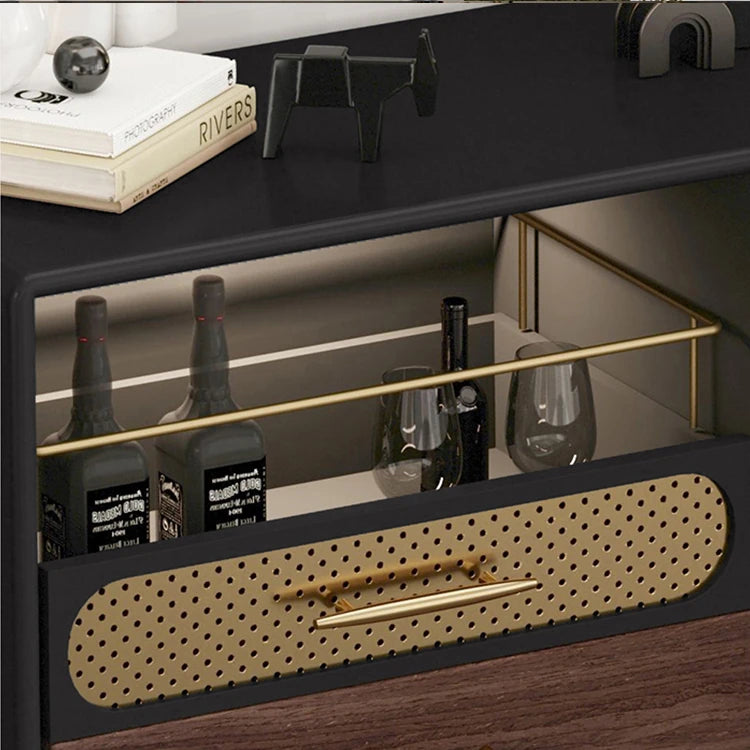 Modern Multi-Layer Board Cabinet with Stainless Steel and Glass Accents - Elegant Storage Solution fmsjj-4198